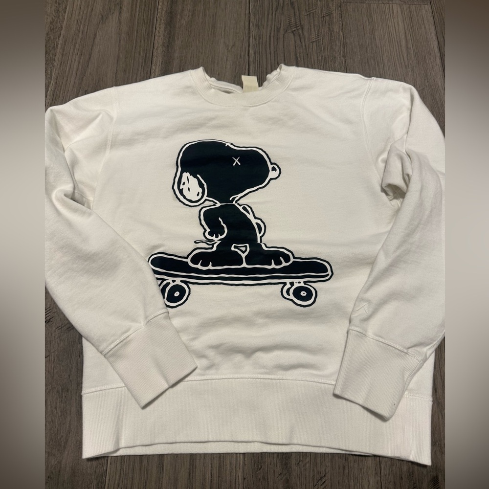 KAWS and Peanuts collab 
White Graphic Sweater